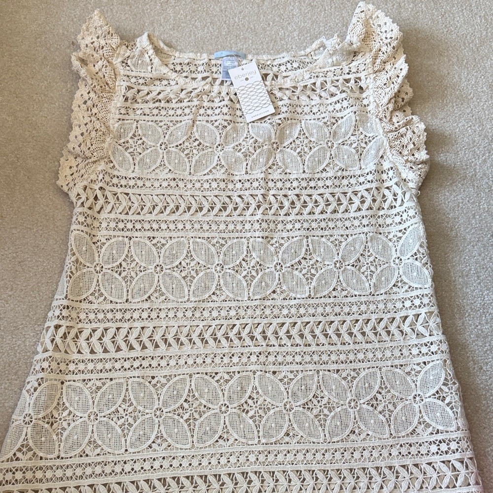 Eberjey Cream Lace cover up—could also be used as a long blouse
